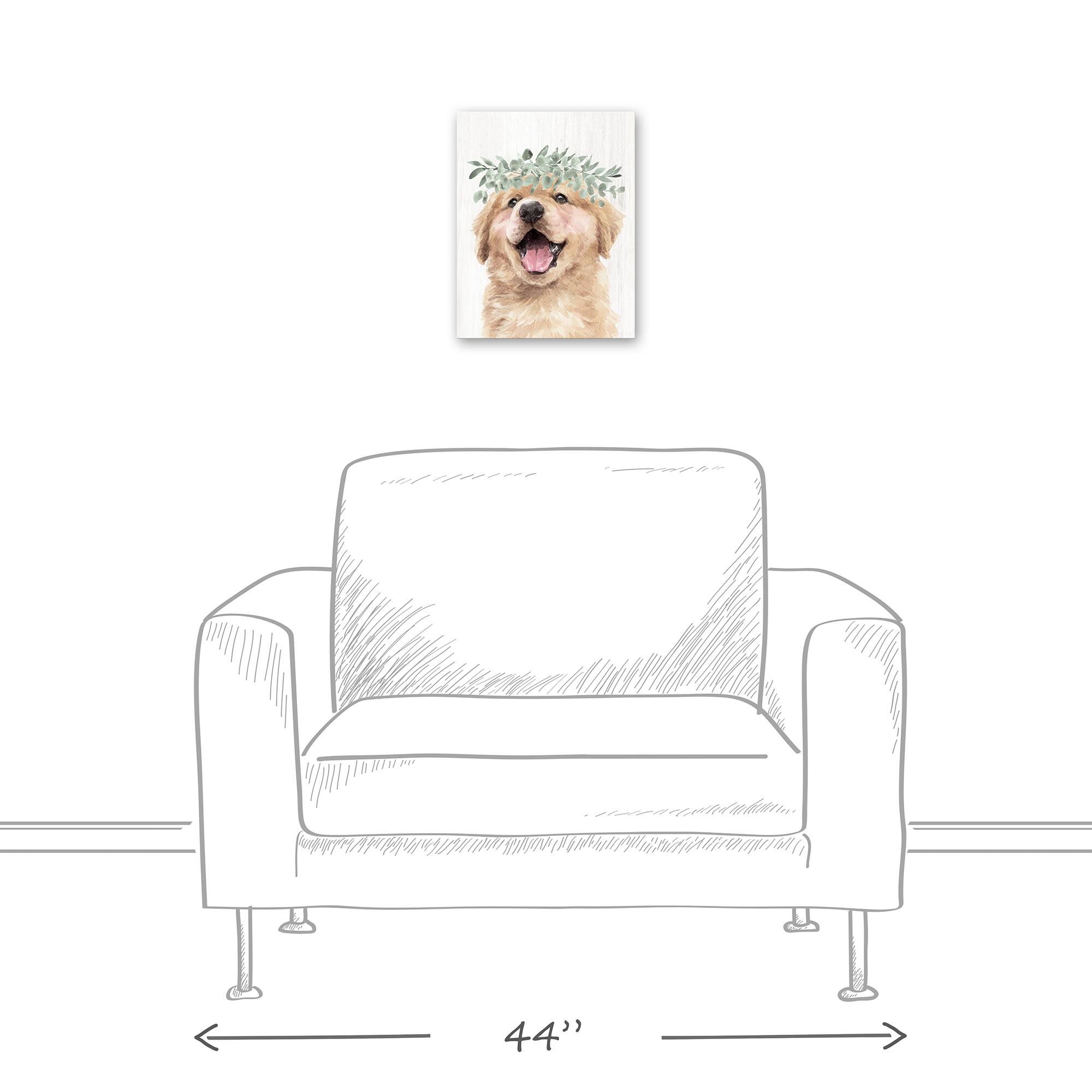 Golden Retriever With Leaves 11" x 14" Canvas Wall Art